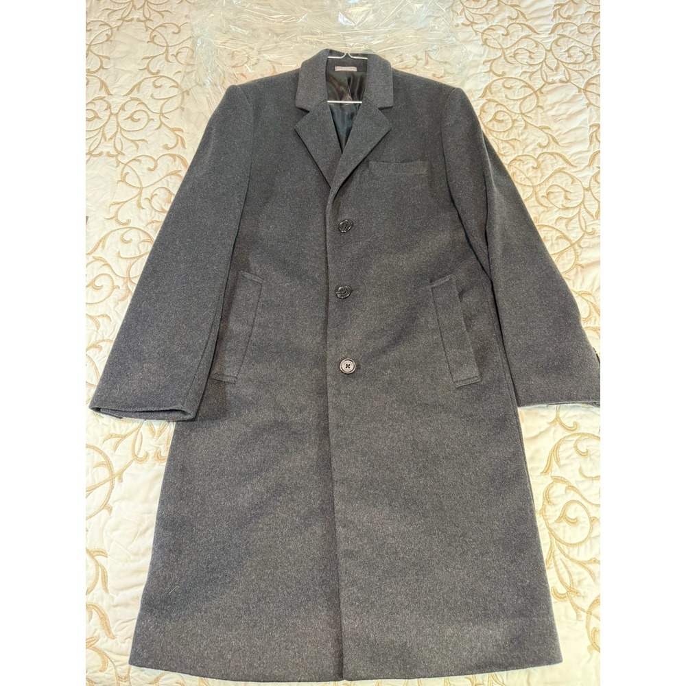Michael Kors Men's 38R Wool Cashmere Blend Overcoat Charcoal Gray Long Coat